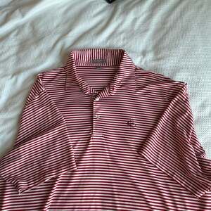 Peter Millar Summer Comfort Red and White Striped Polo Shirt XXL